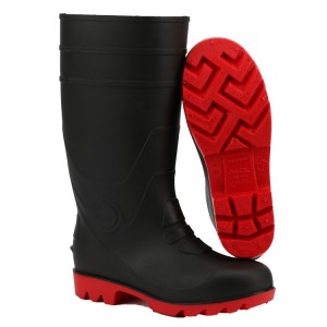 Soft Toe, Black&Red PVC, Wellington Boots